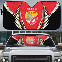 Waikato 2026 Rugby Custom Auto Sun Shade NZ Maori Silver Fern LT14 Red - Polynesian Pride