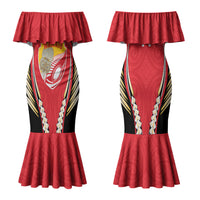 Waikato 2026 Rugby Custom Family Matching Mermaid Dress and Hawaiian Shirt NZ Maori Silver Fern LT14 Mom's Dress Red - Polynesian Pride