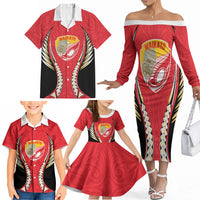 Waikato 2026 Rugby Custom Family Matching Off The Shoulder Long Sleeve Dress and Hawaiian Shirt NZ Maori Silver Fern LT14 - Polynesian Pride
