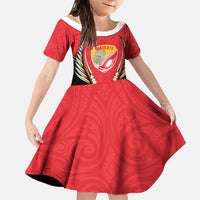 Waikato 2026 Rugby Custom Family Matching Off Shoulder Short Dress and Hawaiian Shirt NZ Maori Silver Fern