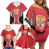 Waikato 2026 Rugby Custom Family Matching Off Shoulder Short Dress and Hawaiian Shirt NZ Maori Silver Fern LT14 - Polynesian Pride