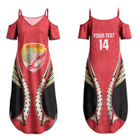 Waikato 2026 Rugby Custom Family Matching Summer Maxi Dress and Hawaiian Shirt NZ Maori Silver Fern LT14 Mom's Dress Red - Polynesian Pride