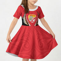 Waikato 2026 Rugby Custom Kid Short Sleeve Dress NZ Maori Silver Fern LT14 KID Red - Polynesian Pride