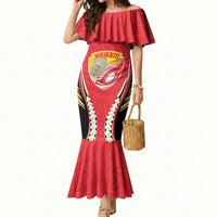 Waikato 2026 Rugby Custom Mermaid Dress NZ Maori Silver Fern LT14 Women Red - Polynesian Pride