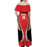 Waikato 2026 Rugby Custom Off Shoulder Maxi Dress NZ Maori Silver Fern LT14 - Polynesian Pride