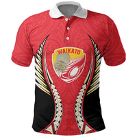 Waikato 2026 Rugby Custom Polo Shirt NZ Maori Silver Fern LT14 Red - Polynesian Pride