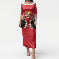 Waikato 2026 Rugby Custom Puletasi NZ Maori Silver Fern LT14 Long Dress Red - Polynesian Pride