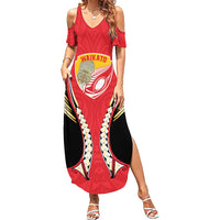 Waikato 2026 Rugby Custom Summer Maxi Dress NZ Maori Silver Fern LT14 Women Red - Polynesian Pride