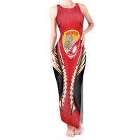 Waikato 2026 Rugby Custom Tank Maxi Dress NZ Maori Silver Fern LT14 Women Red - Polynesian Pride