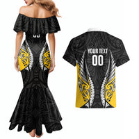 Wellington 2026 Rugby Custom Couples Matching Mermaid Dress and Hawaiian Shirt NZ Maori Silver Fern