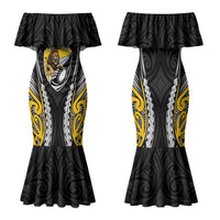 Wellington 2026 Rugby Custom Family Matching Mermaid Dress and Hawaiian Shirt NZ Maori Silver Fern LT14 Mom's Dress Black - Polynesian Pride