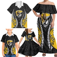 Wellington 2026 Rugby Custom Family Matching Off Shoulder Maxi Dress and Hawaiian Shirt NZ Maori Silver Fern LT14 - Polynesian Pride