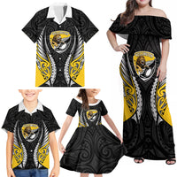 Wellington 2026 Rugby Custom Family Matching Off Shoulder Maxi Dress and Hawaiian Shirt NZ Maori Silver Fern