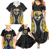 Wellington 2026 Rugby Custom Family Matching Summer Maxi Dress and Hawaiian Shirt NZ Maori Silver Fern LT14 - Polynesian Pride