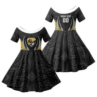 Wellington 2026 Rugby Custom Family Matching Summer Maxi Dress and Hawaiian Shirt NZ Maori Silver Fern LT14 Daughter's Dress Black - Polynesian Pride
