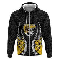 Wellington 2026 Rugby Custom Hoodie NZ Maori Silver Fern LT14 Zip Hoodie Black - Polynesian Pride
