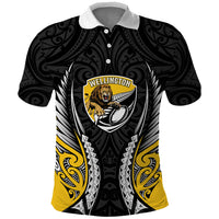 Wellington 2026 Rugby Custom Polo Shirt NZ Maori Silver Fern LT14 Black - Polynesian Pride