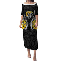 Wellington 2026 Rugby Custom Puletasi NZ Maori Silver Fern LT14 Long Dress Black - Polynesian Pride