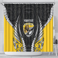 Wellington 2026 Rugby Custom Shower Curtain NZ Maori Silver Fern