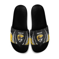 Wellington 2026 Rugby Custom Slide Sandals NZ Maori Silver Fern LT14 Black - Polynesian Pride