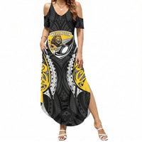 Wellington 2026 Rugby Custom Summer Maxi Dress NZ Maori Silver Fern LT14 Women Black - Polynesian Pride