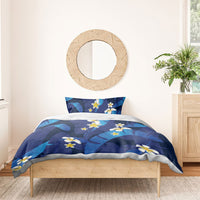 Teal Purple Banana Leaf Hawaii Bedding Set Lau Maia Plumeria Tropical Summer Vibes