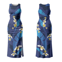 Teal Purple Banana Leaf Hawaii Family Matching Tank Maxi Dress and Hawaiian Shirt Lau Maia Plumeria Tropical Summer Vibes LT14 Mom's Dress Teal Purple - Polynesian Pride