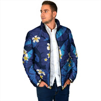 Teal Purple Banana Leaf Hawaii Padded Jacket Lau Maia Plumeria Tropical Summer Vibes