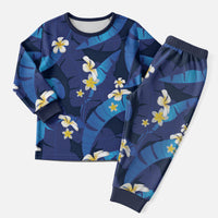 Teal Purple Banana Leaf Hawaii Christmas Pajama Set Lau Maia Plumeria Tropical Summer Vibes LT14 Men Teal Purple - Polynesian Pride