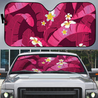 Pink Banana Leaf Hawaii Auto Sun Shade Lau Maia Plumeria Tropical Summer Vibes