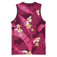 Pink Banana Leaf Hawaii Basketball Jersey Lau Maia Plumeria Tropical Summer Vibes