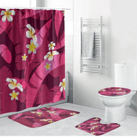 Pink Banana Leaf Hawaii Bathroom Set Lau Maia Plumeria Tropical Summer Vibes