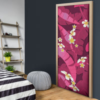 Pink Banana Leaf Hawaii Door Cover Lau Maia Plumeria Tropical Summer Vibes