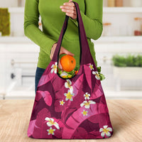 Pink Banana Leaf Hawaii Grocery Bag Lau Maia Plumeria Tropical Summer Vibes