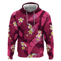 Pink Banana Leaf Hawaii Hoodie Lau Maia Plumeria Tropical Summer Vibes