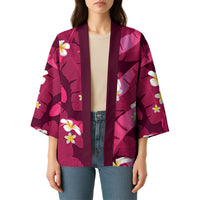 Pink Banana Leaf Hawaii Kimono Lau Maia Plumeria Tropical Summer Vibes