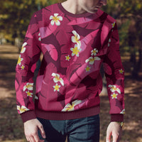 Pink Banana Leaf Hawaii Ugly Christmas Sweater Lau Maia Plumeria Tropical Summer Vibes LT14 - Polynesian Pride