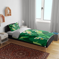 Green Banana Leaf Hawaii Bedding Set Lau Maia Plumeria Tropical Summer Vibes