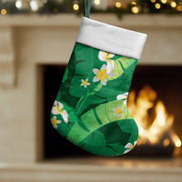 Green Banana Leaf Hawaii Christmas Stocking Lau Maia Plumeria Tropical Summer Vibes LT14 Set of 2 Green - Polynesian Pride