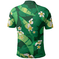 Green Banana Leaf Hawaii Polo Shirt Lau Maia Plumeria Tropical Summer Vibes LT14 - Polynesian Pride