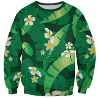 Green Banana Leaf Hawaii Sweatshirt Lau Maia Plumeria Tropical Summer Vibes LT14 Unisex Green - Polynesian Pride