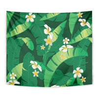 Green Banana Leaf Hawaii Tapestry Lau Maia Plumeria Tropical Summer Vibes