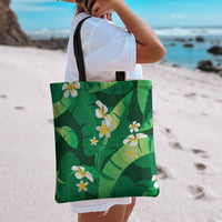 Green Banana Leaf Hawaii Tote Bag Lau Maia Plumeria Tropical Summer Vibes