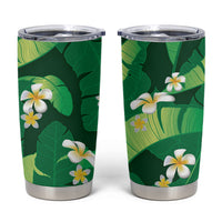 Green Banana Leaf Hawaii Tumbler Cup Lau Maia Plumeria Tropical Summer Vibes LT14 Green - Polynesian Pride
