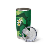 Green Banana Leaf Hawaii Tumbler Cup Lau Maia Plumeria Tropical Summer Vibes LT14 - Polynesian Pride