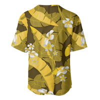 Yellow Banana Leaf Hawaii Baseball Jersey Lau Maia Plumeria Tropical Summer Vibes