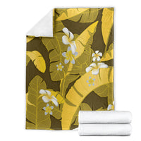 Yellow Banana Leaf Hawaii Blanket Lau Maia Plumeria Tropical Summer Vibes