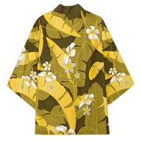 Yellow Banana Leaf Hawaii Kimono Lau Maia Plumeria Tropical Summer Vibes