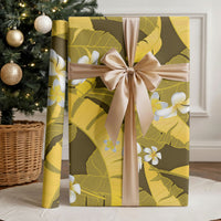 Yellow Banana Leaf Hawaii Wrapping Paper Lau Maia Plumeria Tropical Summer Vibes