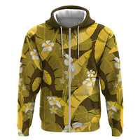 Yellow Banana Leaf Hawaii Zip Hoodie Lau Maia Plumeria Tropical Summer Vibes